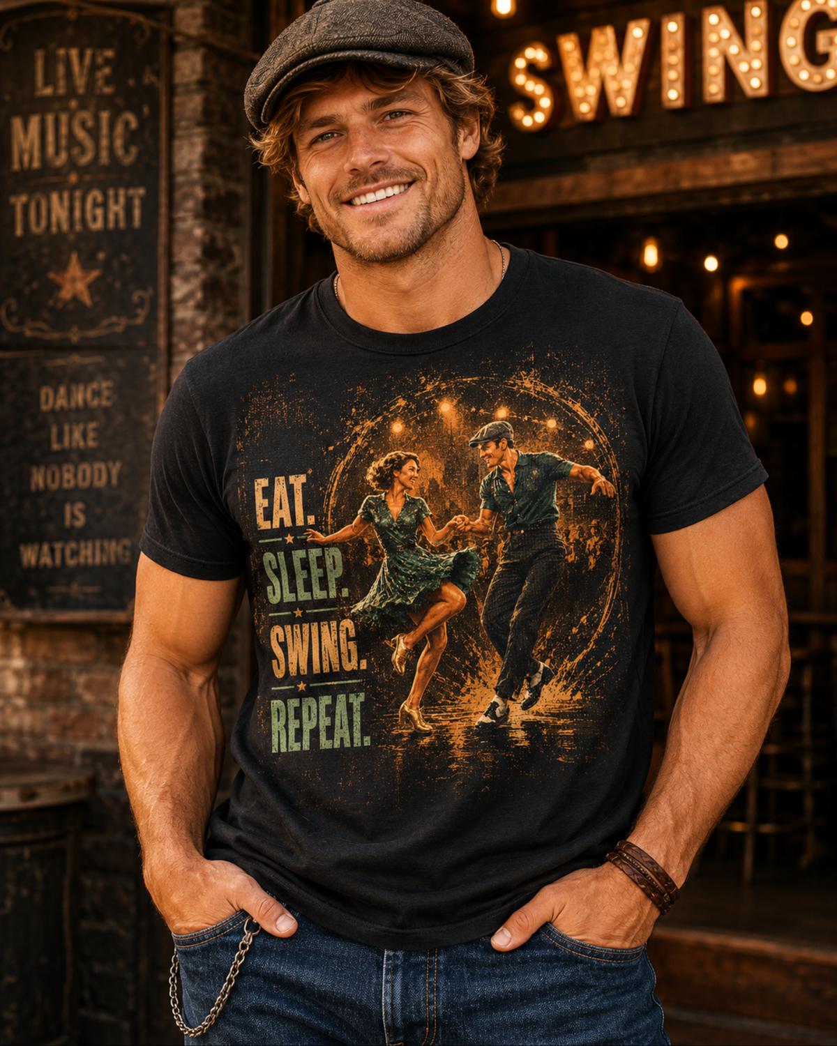 Eat. Sleep. Swing. Repeat. - Premium Tee