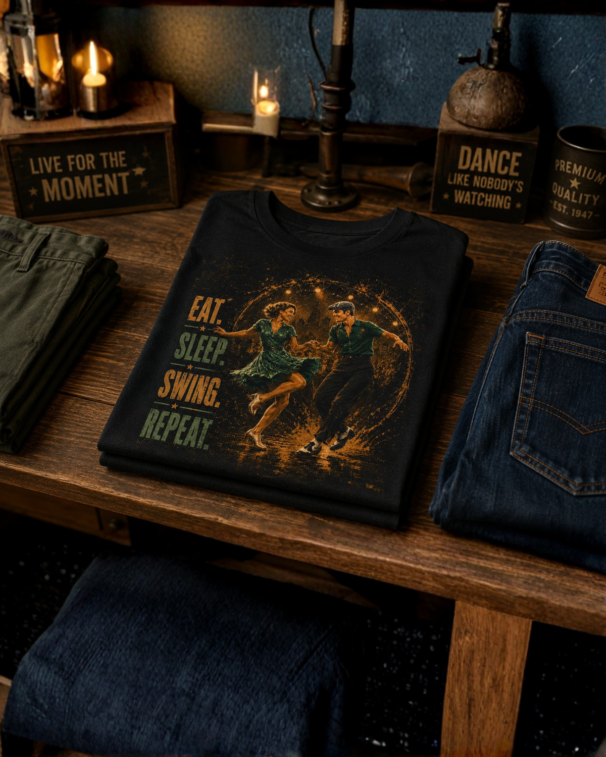 Eat. Sleep. Swing. Repeat. - Premium Tee